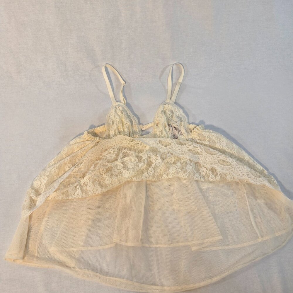 VICTORIA'S SECRET Y2K Fairy Lacy Sheer Ivory Babydoll Top Size M Never Worn! - Picture 9 of 16